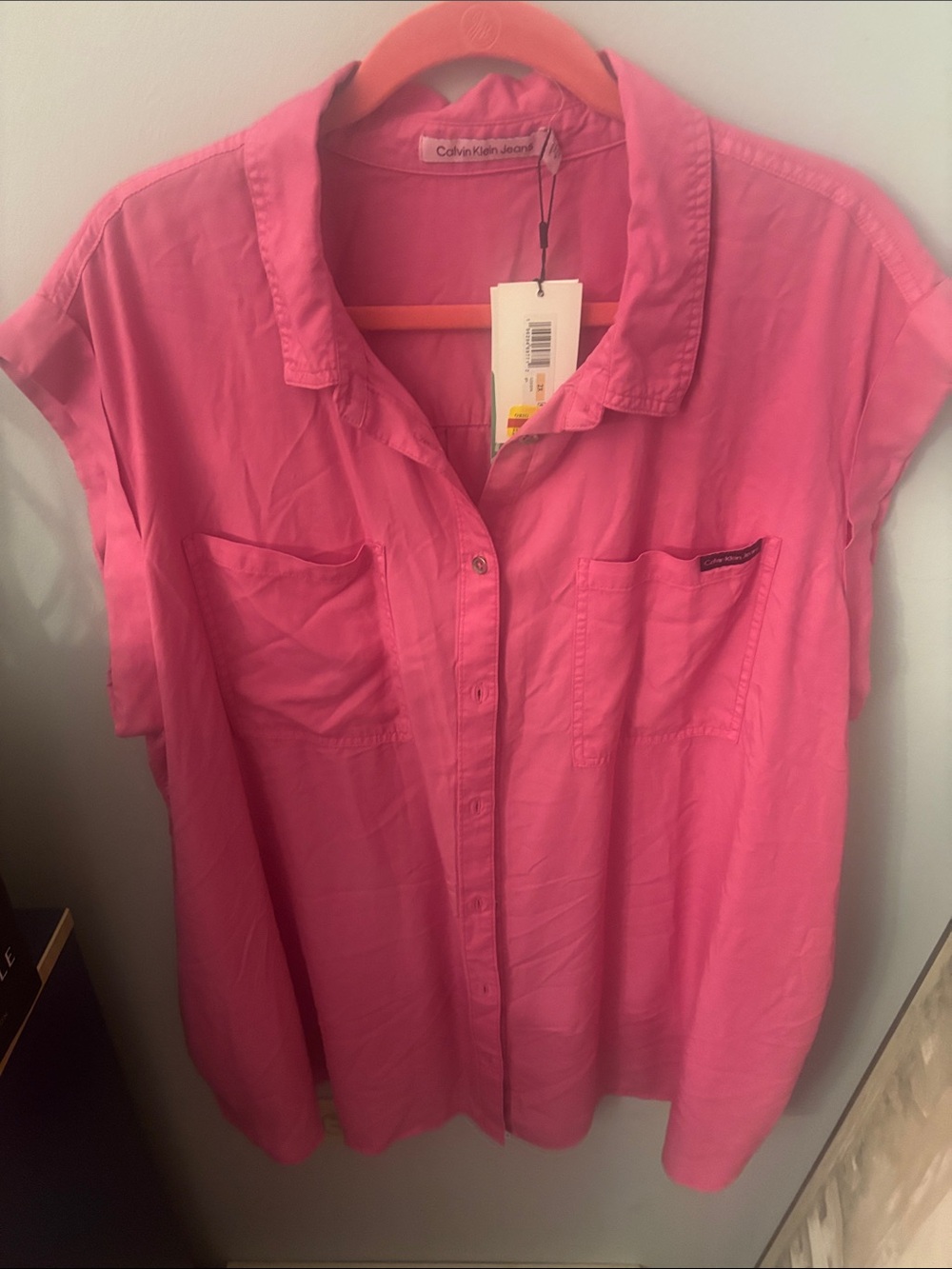 Calvin Klein Pink Button-Down Short Sleeve Shirt
